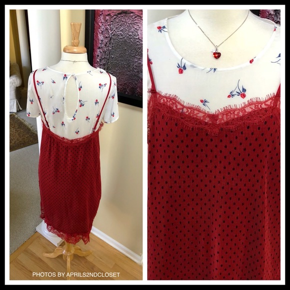 FREE PEOPLE MIDI RED DRESS & FLORAL TUNIC SET - Picture 7 of 8